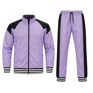 Custom <b>Purple</b> Tracksuit Men Printed Number 18 Two Piece Athletic Set Full Zip Sweatshirt Jogging <b>Suit</b> Striped Sleeve Sports Pant - Product Image 1