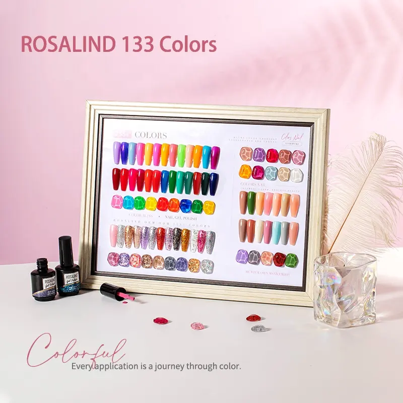 Rosalind ที่กําหนดเองดีมาก 15ml เล็บเจลขวดฉลากส่วนตัว 133 สีที่บริสุทธิ์ vernis esmaltes semipermanentes uv เจลยาทาเล็บ