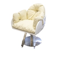 Silla de Estilo Americano Moderno con Funciones de Rotación y Elevación, Cuero Sintético y Base Redonda de Acero Inoxidable para Barbería