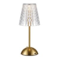 Lampe de table moderne en acrylique cristal, abat-jour diamant, tactile, à intensité variable, sans fil, rechargeable, base dorée, pour salle à manger, bar, lampe de bureau LED