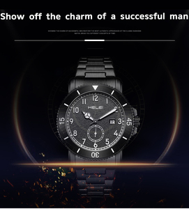 Helei, correa de acero inoxidable, resistente al agua, calendario completo, esfera Simple, 9002, moda de lujo, relojes de cuarzo japoneses para hombre - Product Image 4