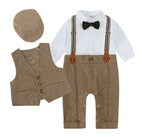 Conjunto de Ropa para Bebé Recién Nacido, Algodón Suave, Conjuntos de Ropa para Bebé Niño, Traje de Fiesta para Niños de 0 a 3 Años, Conjuntos de Ropa para Niños Pequeños con Chaleco y Gorros