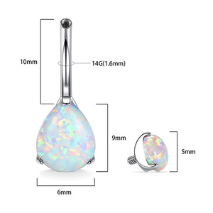 Anneau de nombril en titane en forme de goutte d'eau avec serti à griffes, bijou de nombril pour femme, cadeau, ornement de piercing en forme de U - Product Image 5
