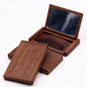 High Quality 2 in 1 Sandalwood Vintage <b>Foldable</b> Pocket Wooden Comb <b>Mirror</b> Set Travel - Product Image 4
