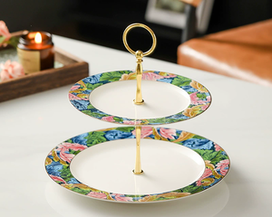 Plato de Cena de Cerámica Retro de Estilo Británico de Lujo Ligero y Plato de Pastel de Doble Capa para Bodas, Más Vendido - Product Image 4