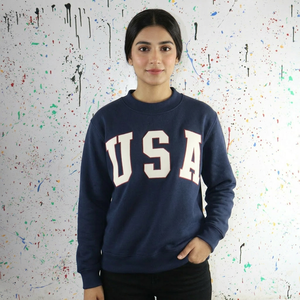 USA 100% Cotton Winter Hooded Sweatshirt with Applique Embroidery URBAN PRODUCTIONS - Product Image 1