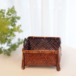 Square <b>Bamboo</b> Woven Basket Storage Box Handmade Rustic Style Food <b>Container</b> For Fruit Tea Set Holiday Gift - Product Image 2