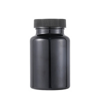 Flacon en plastique noir personnalisé pour pilules, poudre, bonbons, sel de bain, pâte d'étanchéité, pilules vides, comprimés, capsules, suppléments vitaminiques