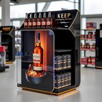 Rak Display botol anggur eceran Supermarket kustom rak Bar bercahaya Led untuk lemari minuman keras