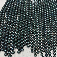 Collier en perles vert paon en gros, grande taille, couleur vert foncé teint, chaîne de perles d'eau douce Edison pour femmes