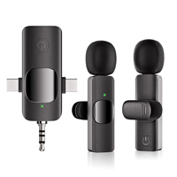 K15 Micrófono Lavalier 3 en 1 más barato para grabación de vídeo de micrófono inalámbrico multidispositivo