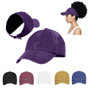 Ponytail Baseball Cap Velour Adjustable Sunshade Hat Unisex Solid Color Cotton Breathable Outdoor Wear - Product Image 5