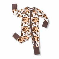 Vente en gros de pyjamas pour tout-petits Halloween, ensemble col rond avec fermeture éclair sur le devant, imprimé personnalisé, adorable combinaison unisexe pour bébé