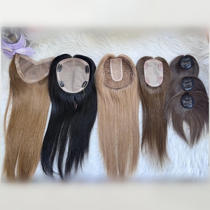 Top en soie vierge lisse EMEDA pour femmes, <span class=keywords><strong>filet</strong></span> <span class=keywords><strong>de</strong></span> <span class=keywords><strong>pêche</strong></span>, topper cheveux humains pour cheveux clairsemés - Product Image 5