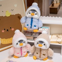 Ensemble cadeau de vacances de petit pingouin mignon en peluche de marque OEM poupée douce d'animal sauvage avec long chapeau de fourrure