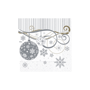 Napkin 2 ply 33x33 cm, Christmas silver design, 20 pcs/pack - Product Image 1