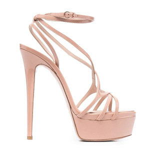 Open Toe Women's Trendy Summer Height Increasing <strong>Heeled</strong> Cross Straps Light Weight PU Slip-On <strong>Black</strong> <strong>Platform</strong> for Outdoor Use - Product Image 2