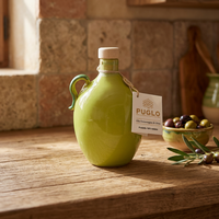 Aceite de Oliva Virgen Extra de Alta Calidad PUGLO Perilli, Jarra de Cerámica Verde de 25CL-50CL, Aceite de Cocina Italiano Prensado en Frío, Aceite Vegetal Listo para Usar