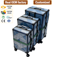 Ensemble de bagages à cadre en aluminium 3 pièces, valises rigides en PC sans fermeture éclair avec serrure TSA, valises de voyage à roulettes personnalisées en usine 20 24 28 pouces
