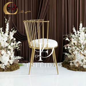 TSFEIDAO Modern Gold Metal Hotel Chair White <b>Cushion</b> Open <b>Back</b> Tapered Leg Indoor Commercial Furniture - Product Image 6