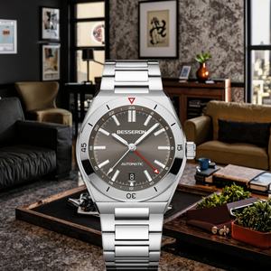 Nouvelle montre de sport pour homme en acier inoxydable de luxe personnalisée, faible MOQ, haute qualité, étanche 5 BAR, verre quartz 42 mm, argent - Product Image 2