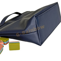 Sac pour tuiles de mahjong en cuir pleine fleur bleu marine 13"x3.7x7.7" - Sac pour tuiles et accessoires de mahjong