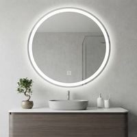 Miroir de salle de bain d'hôtel de luxe avec éclairage LED, écran tactile intelligent, anti-buée, à intensité variable, miroir mural éclairé