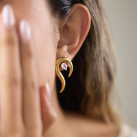Boucles d'oreilles pendantes en zircon en forme de goutte d'eau, plaquées or 18 carats, en acier inoxydable, abstraites, étanches, bijoux pour femmes