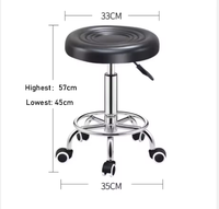 Tabouret rond pivotant à levage rotatif en gros, noir, en PU, chaise pivotante mobile, tabouret de médecin mobile