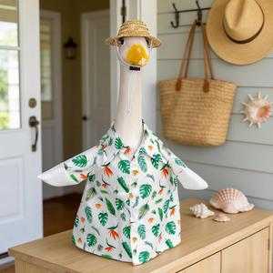 Clothes <b>Summer</b> Hawaiian Shirt Outfit for 23In Cement Goose Statue Beach Outdoor Patio Yard Lawn Art <b>Decoration</b> - Product Image 3