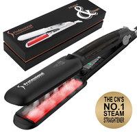 Piastra per Capelli 2 in 1 di Alta Qualità con LED, Ceramica, Tormalina, Piastre Larghe a Vapore, Infrarossi e Vapore