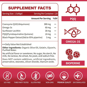 120 Cápsulas de 400 mg de Coenzima Q10 Vegana en Polvo, Suplemento de Ubiquinona, Píldoras Antioxidantes, Tabletas de Vitamina CO Q-10, Omega 3 - Product Image 4