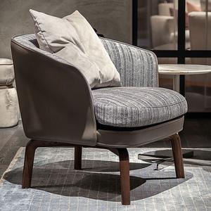 Modern Single <b>Sofa</b> Chair White Leather Brown Frame Modular Living Room Furniture <b>Support</b> Structure - Product Image 3