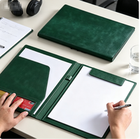 Porte-documents A4 personnalisé en carton avec pochettes, bloc-notes en cuir, porte-stylo et emplacements pour cartes