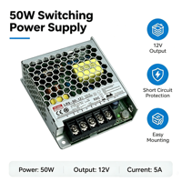 LRS-50-12 50W Catu Daya Switching Berbahan Logam dengan Kipas Terintegrasi dan Perlindungan Isolasi untuk Modul Kontrol Industri