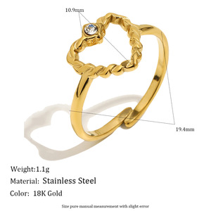 Bagues ouvertes empilables minimalistes en acier inoxydable plaqué or 18 carats avec perles, étoiles, cœurs et lettres d'amour – Bagues tendance pour femme, idée cadeau - Product Image 3