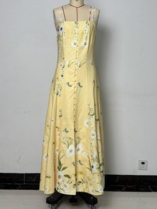 Abbigliamento Femminile Europeo e Americano, Nuovo Vestito Africano Stampato con Bottoni e Spacco, Stile Halter - Product Image 2