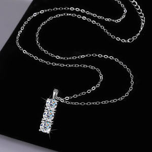 NORELLE lujo 1,2 quilates D Moissanite platino plateado 925 plata esterlina corte brillante tres piedras GRA certificado collar - Product Image 3