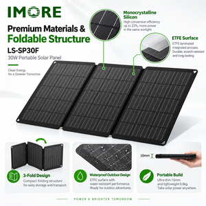 Cargador de Panel Solar Plegable de 30W con USB Tipo C, 23% de Eficiencia, para Teléfonos, Bancos de Energía, Cámaras GPS, Camping, Senderismo y Viajes al Aire Libre - Product Image 1