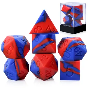 Free Samples 7pcs RPG Dice Games Sharp Edge Silicone Rubber Dice Set D&D Dungeons and Dragons Dice DND