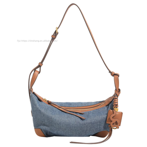 Customizable European American Zipper Denim Crossbody Bag Versatile Dumpling <b>Backpack</b> Pillow Shoulder Bag Tanjing - Product Image 5