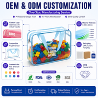 Sac de rangement de jouets à fermeture éclair en maille PVC transparente-Organisateur de puzzle et de blocs de grande capacité, idéal pour le stockage de jouets et de blocs de construction
