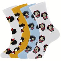 Chaussettes classiques personnalisées avec portrait, imprimé dessin animé Mafalda, coton personnalisé