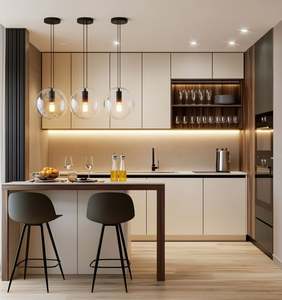 Armoires en acier inoxydable de luxe léger, personnalisées, haut de gamme, pour la cuisine, meubles de rangement pour la cuisine - Product Image 1