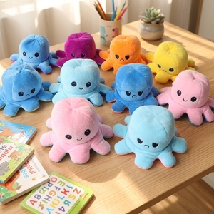 Boneka Hewan Imut Terlaris, MOQ Rendah, Octopus Flip Reversible Plush, Bantal Octopus - Product Image 1