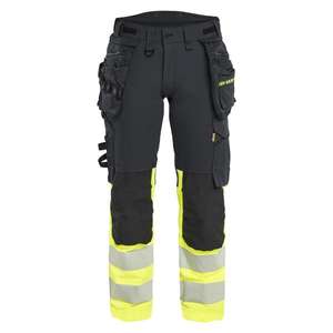 BLAKLADER - 702516489933D18 Women’s Hi-Vis <b>trousers</b> 4-way <b>stretch</b> <b>Black</b>/Hi-vis yellow - EAN 7330509929223 HI-VIS WORKWEAR - Product Image 1