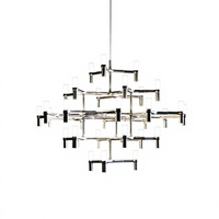 Lustre en alliage de zinc et verre de style nordique postmoderne, installation suspendue/sur support, finition argentée pour l'éclairage