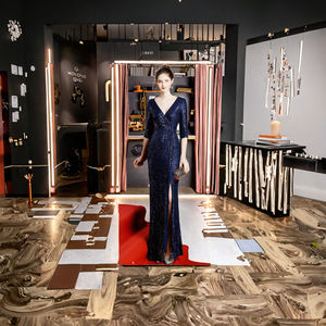 Nuevo Vestido Largo Elegante de Gasa con Lentejuelas, Estilo Halter, para Fiesta de Verano, Reunión Anual, Estilo Cola de Pez - Product Image 2