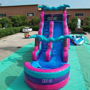 Toboggan aquatique gonflable rose de 18 pieds pour jardin, château aquatique commercial, <span class=keywords><strong>ballon</strong></span> de saut pour enfants avec piscine à éclaboussures pour l'été - Product Image 2