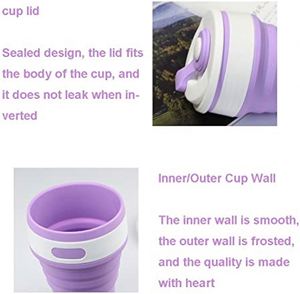 Gobelet pliable en silicone portable pour les voyages, gobelet télescopique en silicone, gobelet à café en silicone, bouteille d'eau pliable pour le sport, réutilisable - Product Image 4